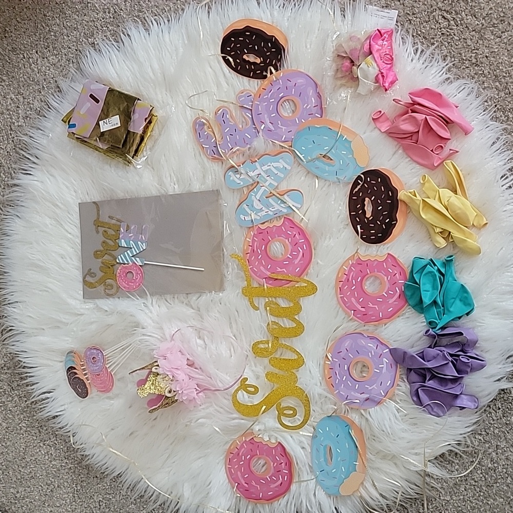 Sweet One donut Birthday Lot with Tiara
